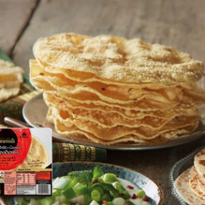 Poppadum box with chutneys